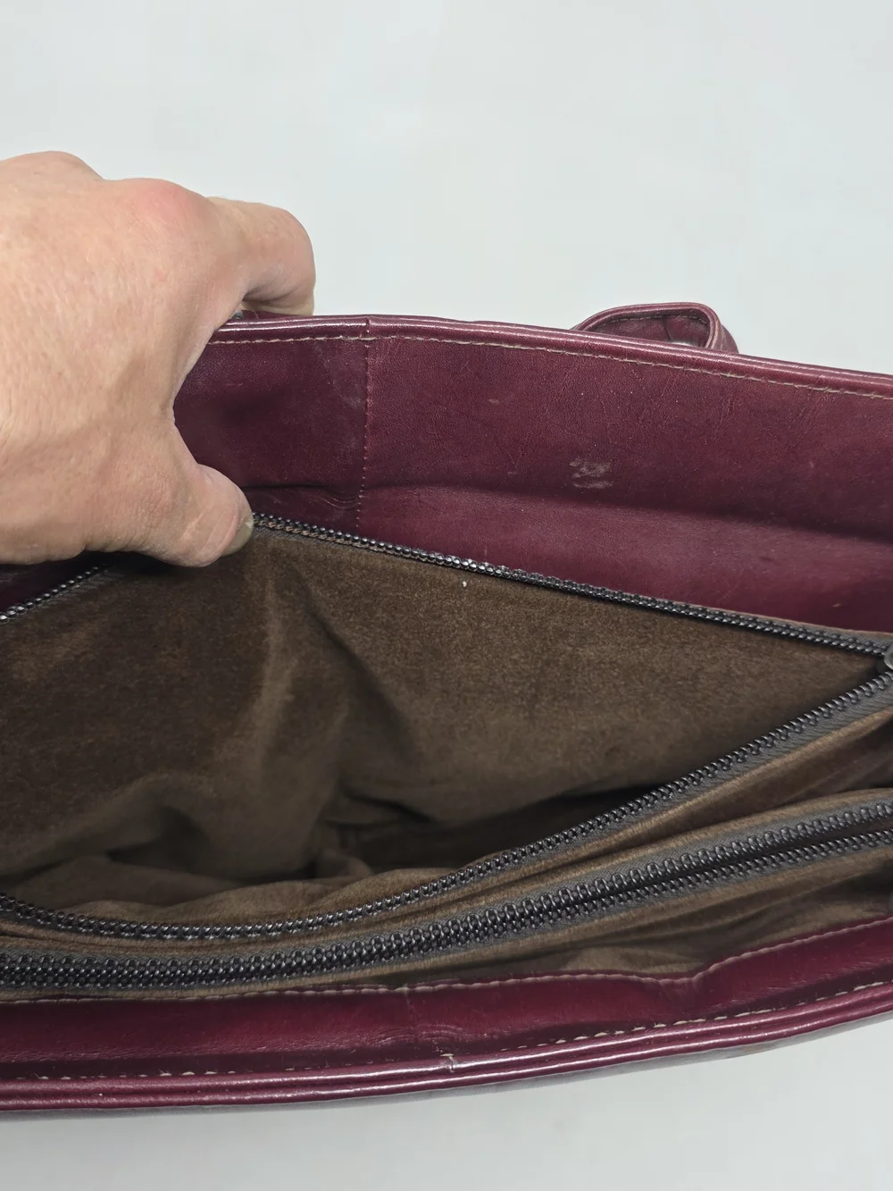 Men's Leather Briefcase in Deep Burgundy - Professional Work Bag